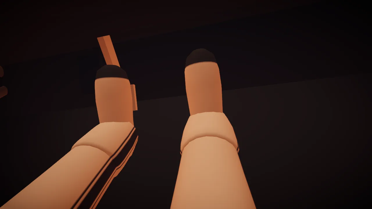 Mars Rally Championship in-game screenshot: looking down past the pilot's knees into the rover's footwell, both boots on the pedals and the hanging brake pedal beside the left boot